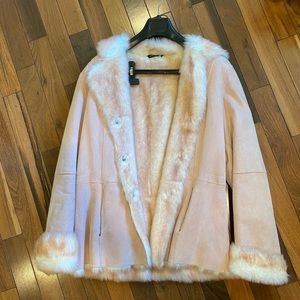 Wilson leather suede  coat pink soft furr